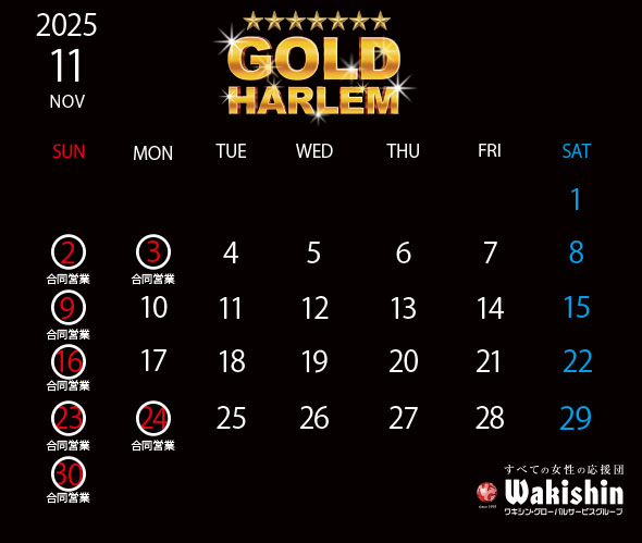 202511定休日カレンダー